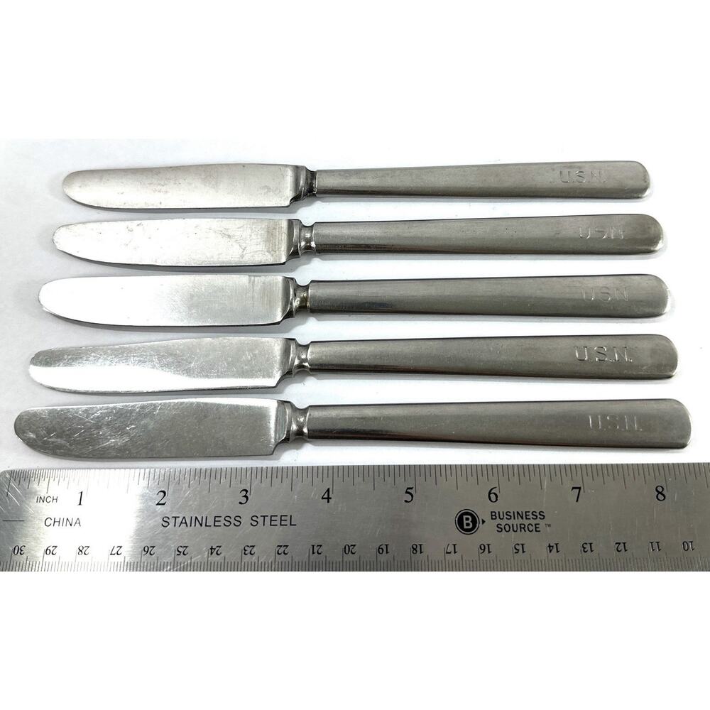 Lot of 5 Silco U.S.N United States Navy Mess Hall Butter Knives Stainless - Picture 6 of 7